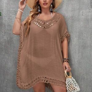 SHEIN Tan Crochet Swim Cover-Up
